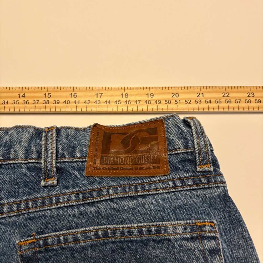 Diamond Gusset Straight Leg Jeans Mens 37x32 Blue Made in USA Rugged Denim - Picture 5 of 10